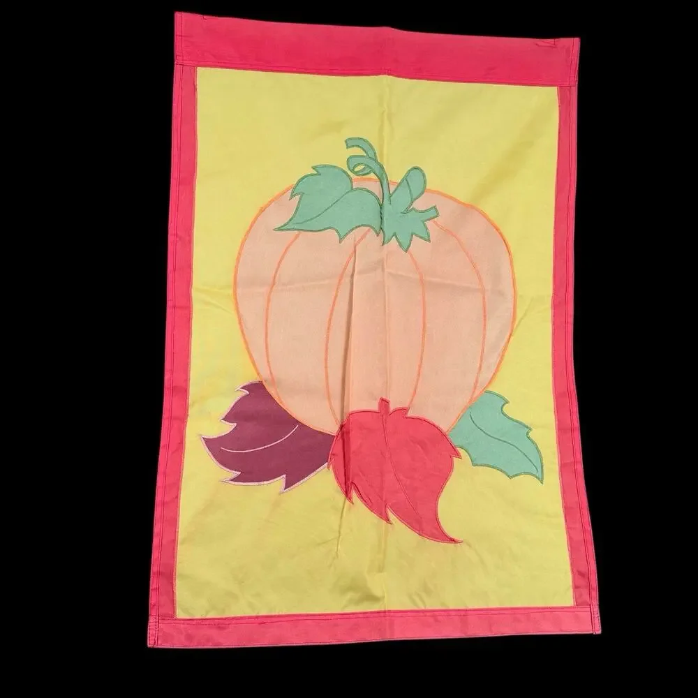 Set of 2 Outdoor Yard Banner House Flags Strawberry & Pumpkin 27x39 In
